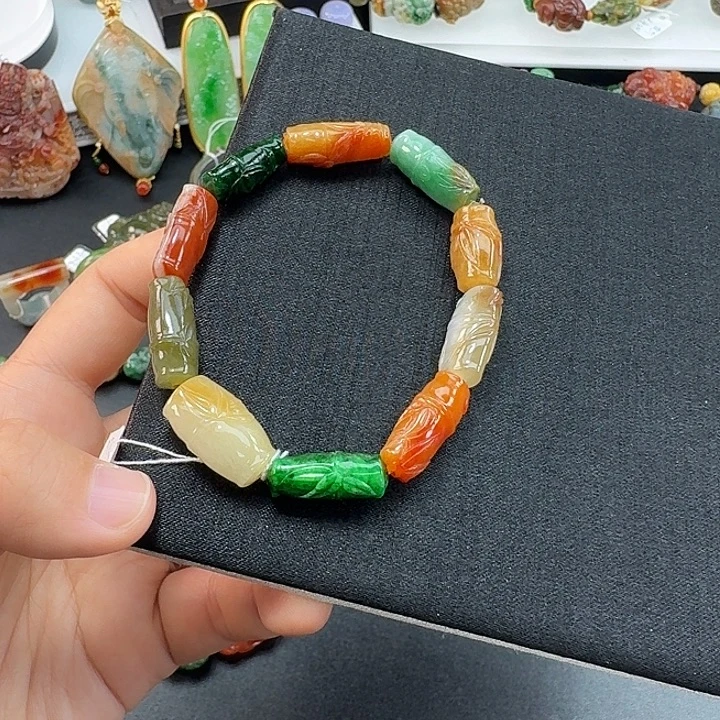 翡翠未镶嵌手串竹节手串