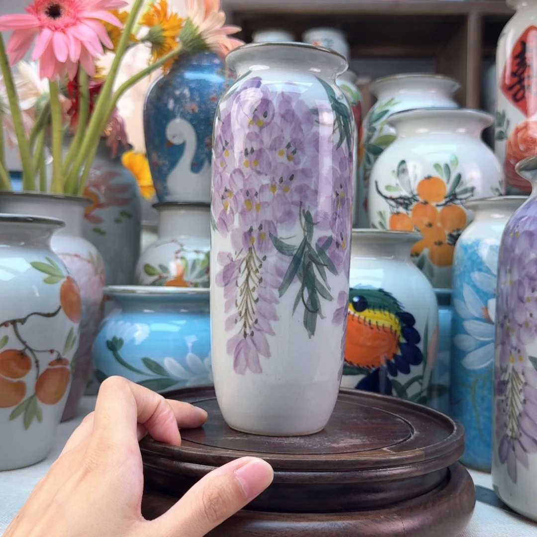 景德镇纯手绘陶瓷花瓶无孔