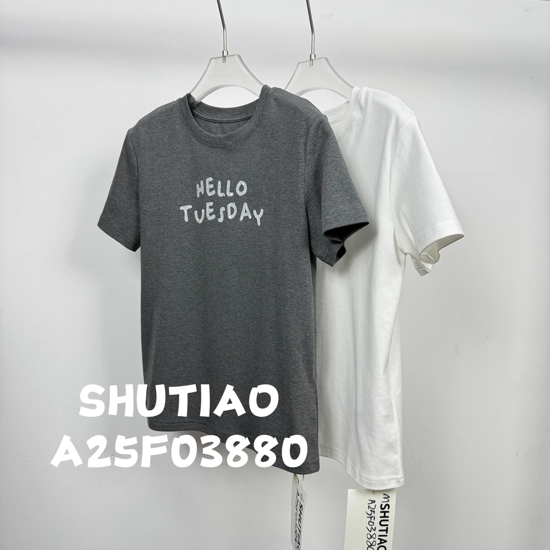 【SHUTIAO】2025夏季：新款小众设计款T恤A25F03880