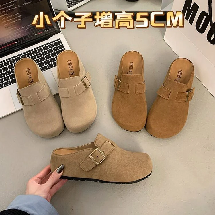 复古厚底勃肯鞋女2025新款夏季外穿增高一脚蹬包头拖鞋子