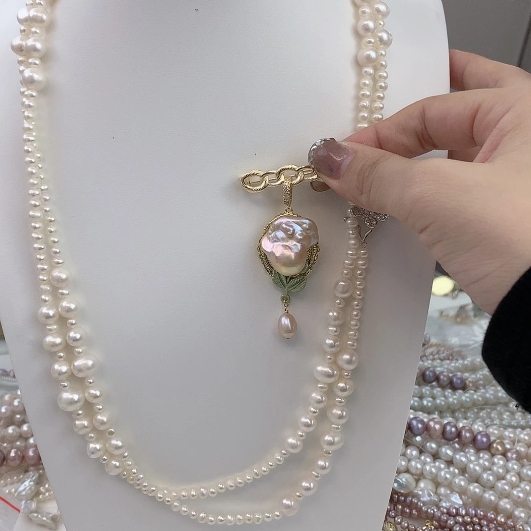 银S925镶嵌耳饰淡水珍珠