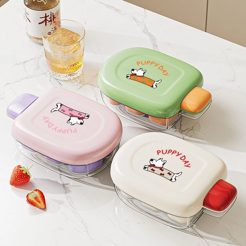 网红冰格家用厨房冰箱制冰专用按压式冰格带盖迷你多巴胺冰块模具