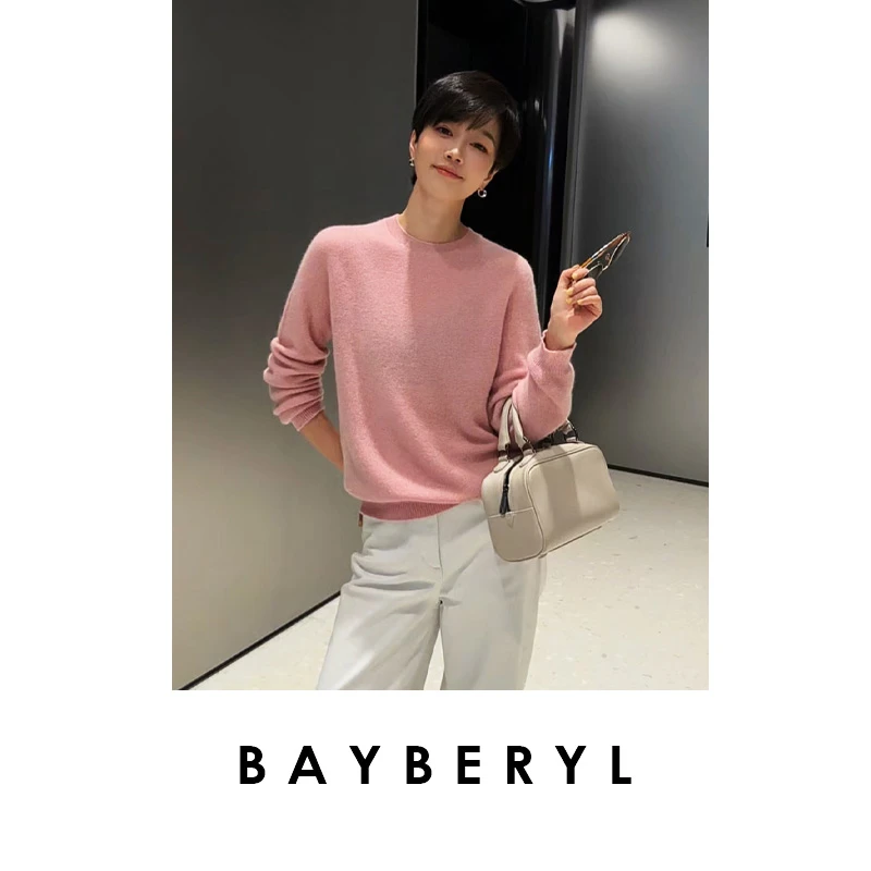 领券FF-BAYBERYL老贝圆领白米饭*亮片羊绒针织衫ZZS3G1304-10/10