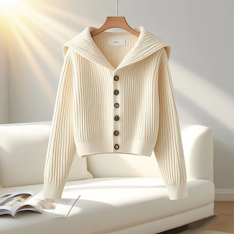 纯欲慵懒风女装纯色时尚百搭针织衫早秋季新款高级感洋气长袖上衣