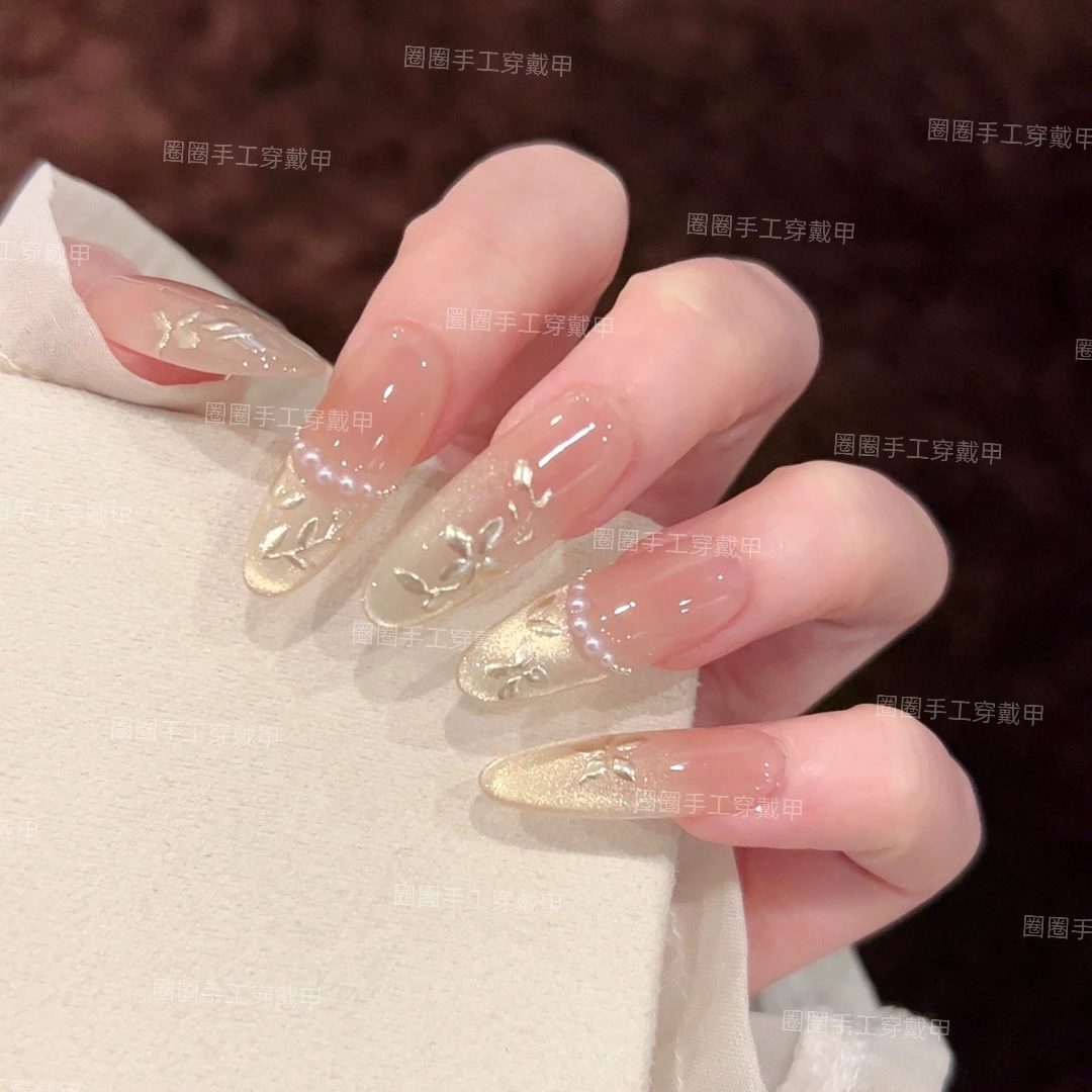 【金枝玉叶】猫眼春夏法式高级穿戴甲纯欲学生时尚轻奢设计