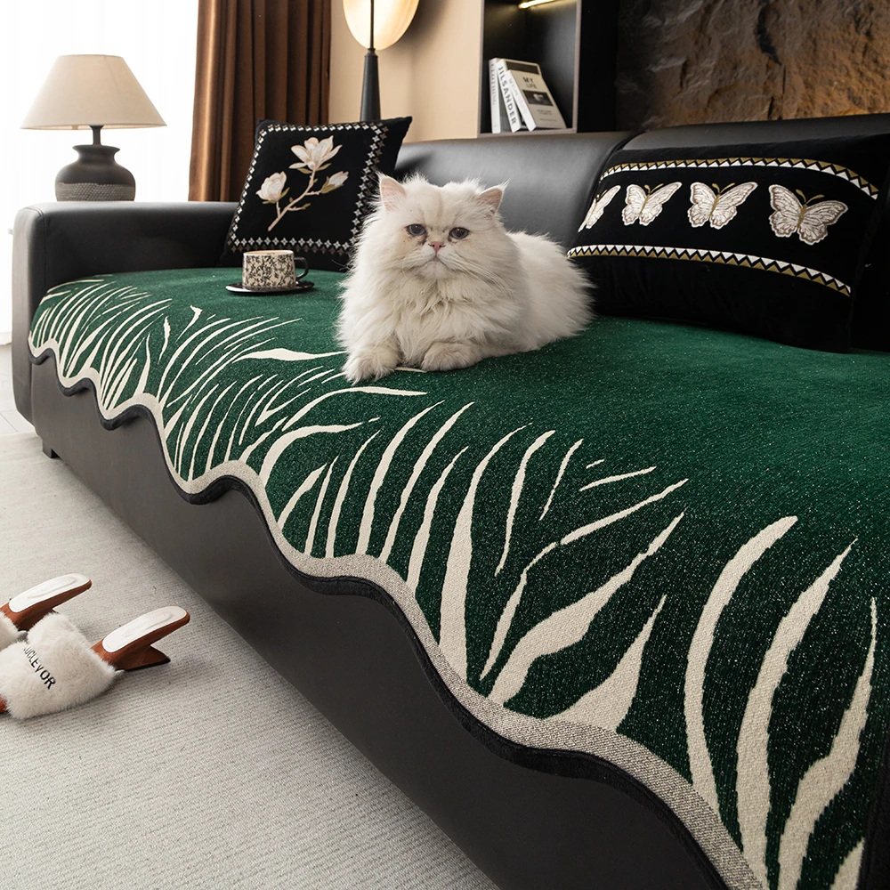 2025新款四季通用高级异形沙发垫固定防滑直排银线雪尼尔沙发坐垫