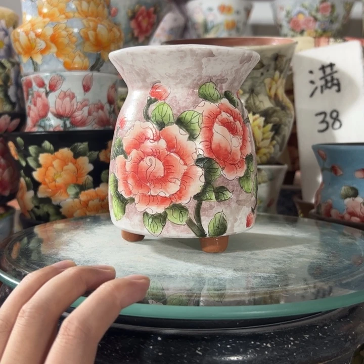 景德镇手绘花盆满38包邮偏远地区除外