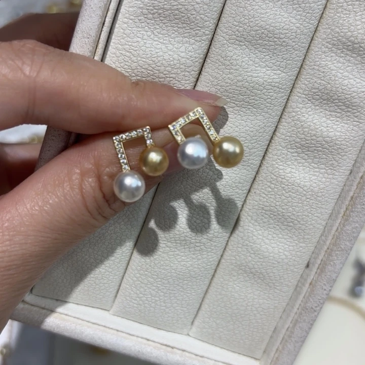 耳饰银S925镶嵌海水珍珠