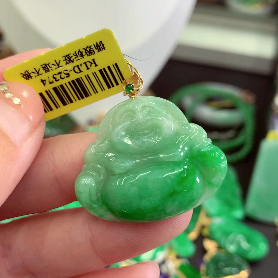 翡翠18K金镶嵌吊坠(不含链)