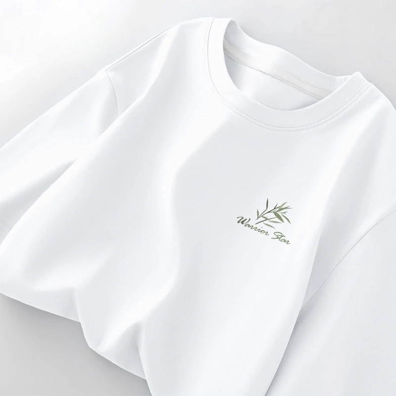 纯棉短袖t恤男款夏季国风印花男士半袖体恤白色大码男式衣服