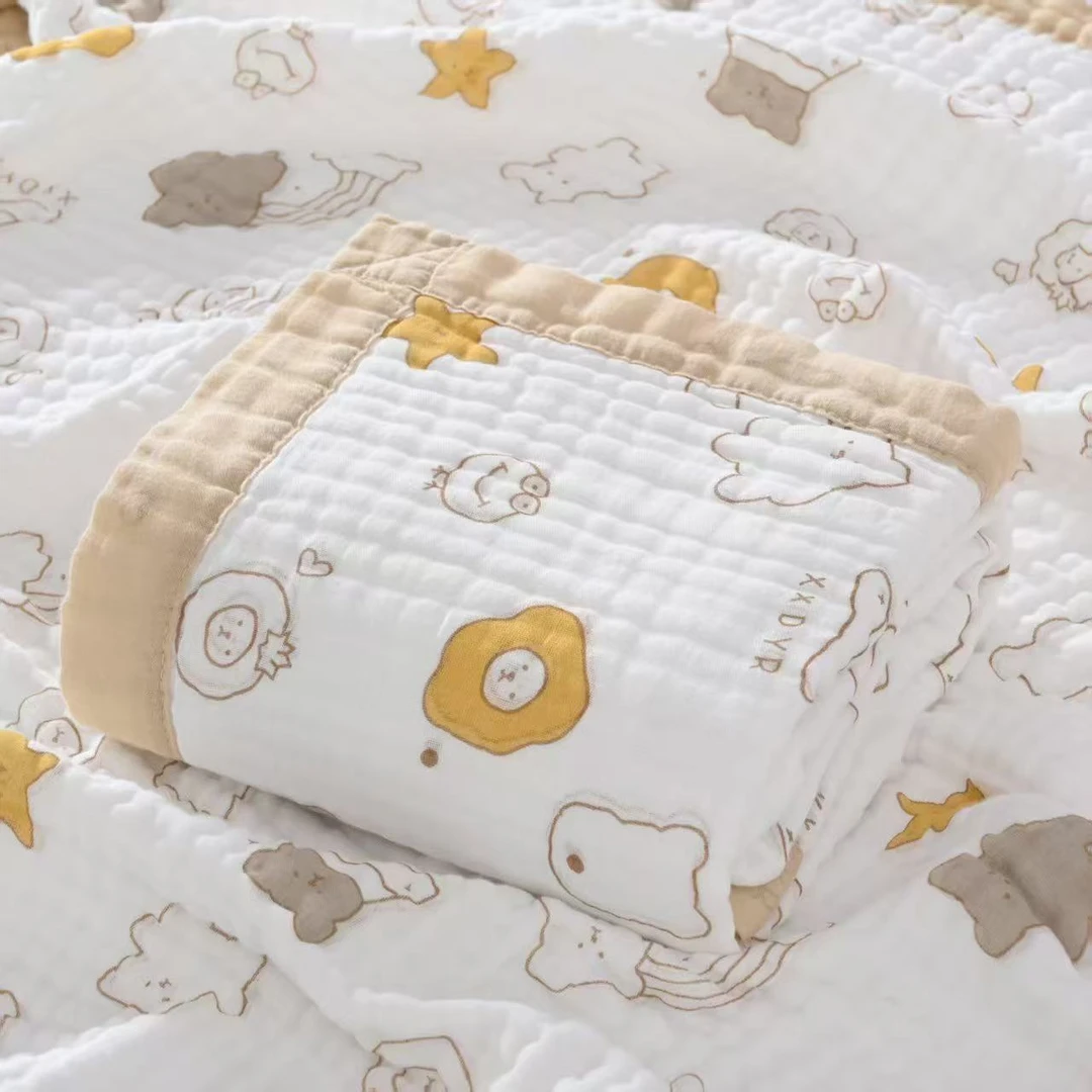 【宽边浴巾】高密纱布新生儿洗澡婴幼儿方形宝宝浴巾