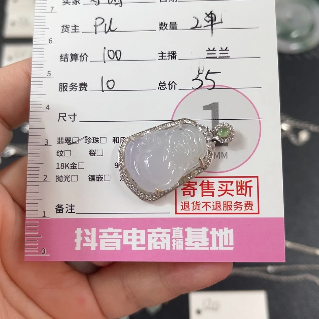颈饰银S925镶嵌翡翠尊*