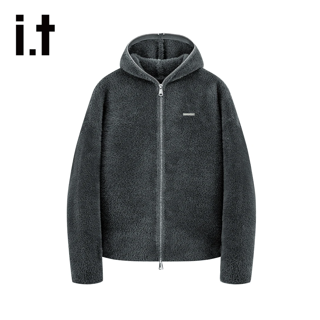 it :5cm/FIVECM双开拉链连帽毛衣男高级感痞帅宽松开衫针织衫外套