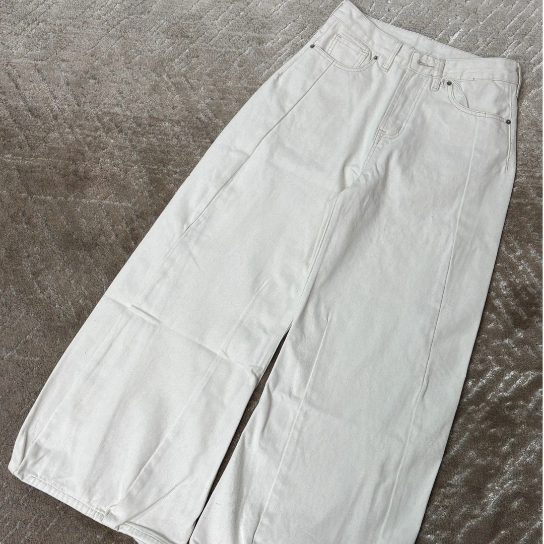 Uninhabitable 弯刀裤！不透！高级感！裤脚定位！白色牛仔裤白色裤子