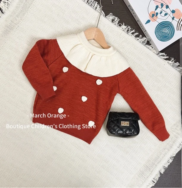 MO - 甜心 -女童秋冬套头韩版长袖圆领加绒加厚毛衣