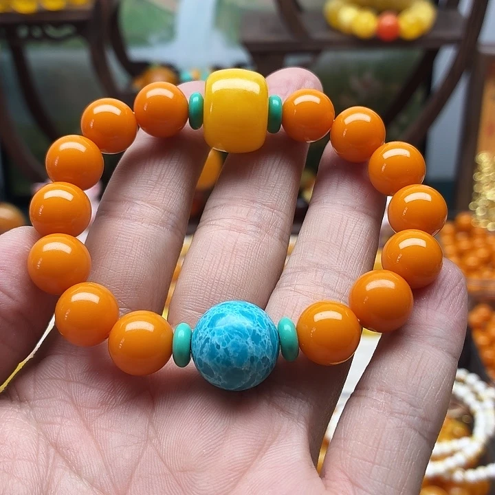 铭***骨非金属老蜜色素串搭配一条