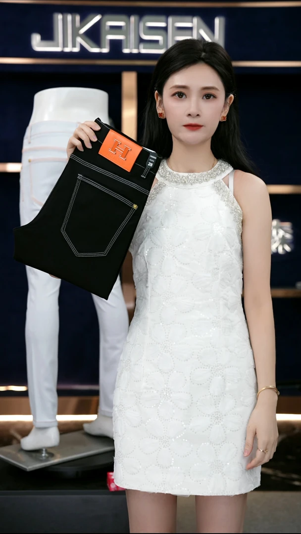 【三本针莱赛尔】爆款黑色男士修身弹力小直筒牛仔裤时尚百搭秋冬