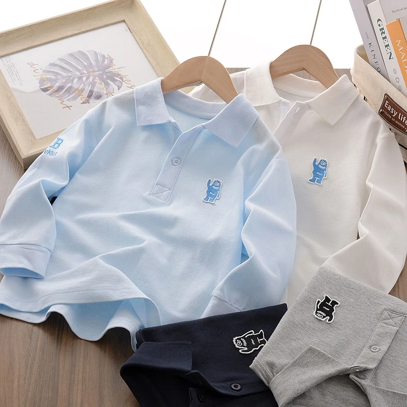 洋气男童百搭翻领polo衫春秋季儿童帅气休闲长袖T恤中大童潮t上衣