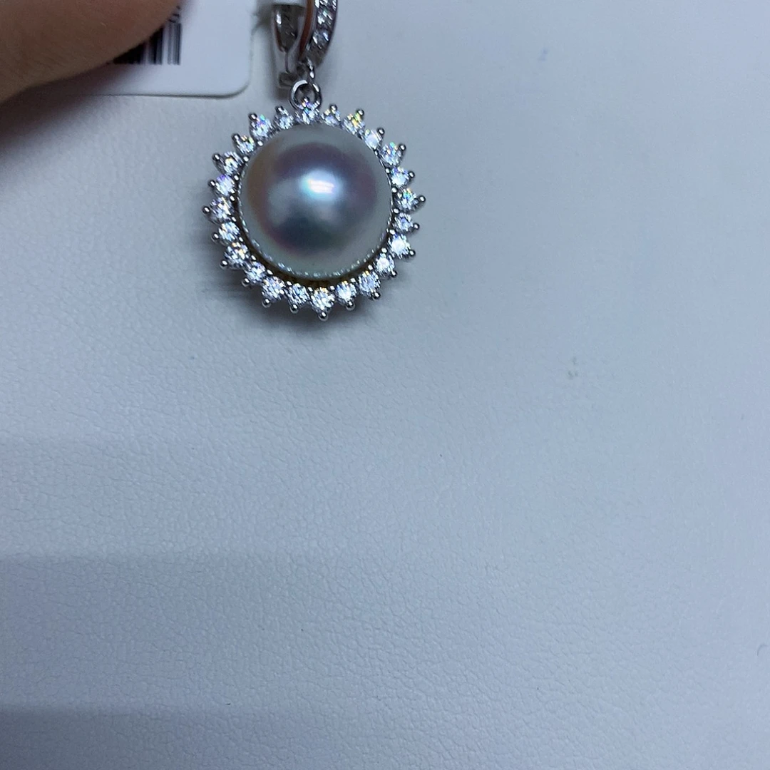 吊坠(不含链)海水珍珠银S925镶嵌11-12