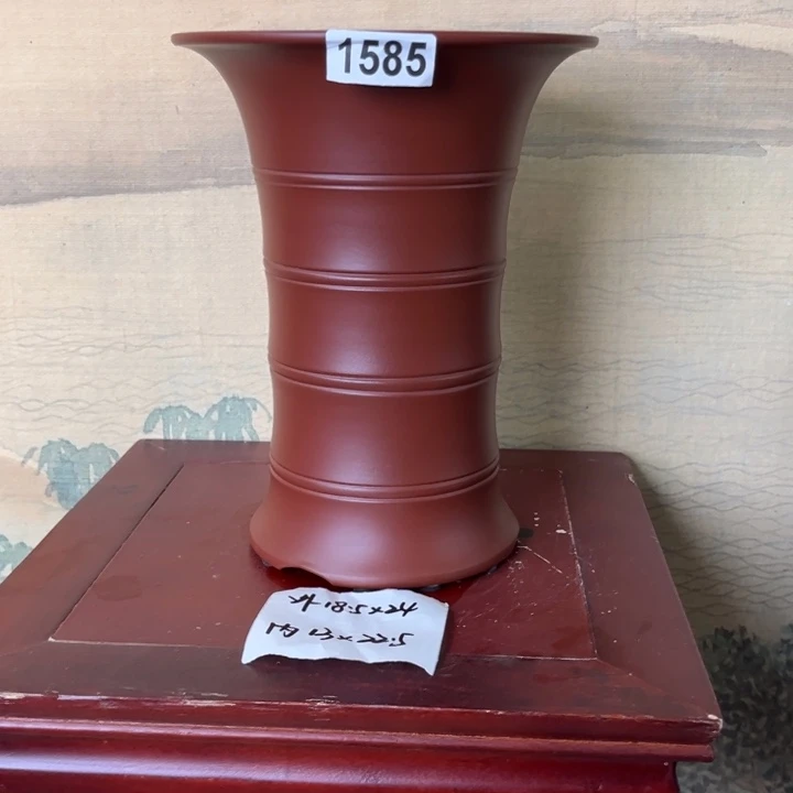 花盆紫砂  全手工纯料大红袍竹节款1585