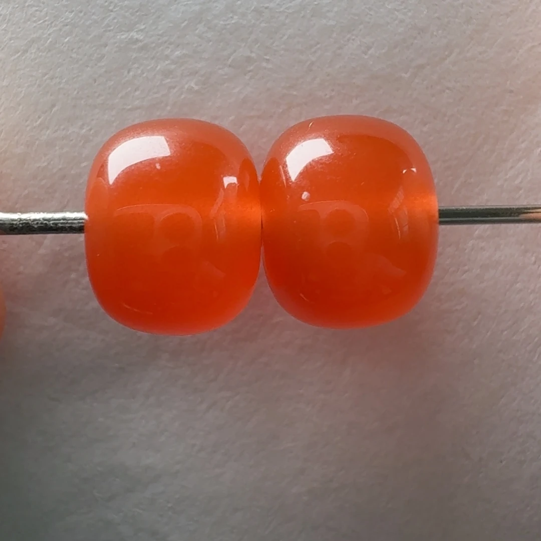 南红玛瑙未镶嵌老型对珠8.7*6.8