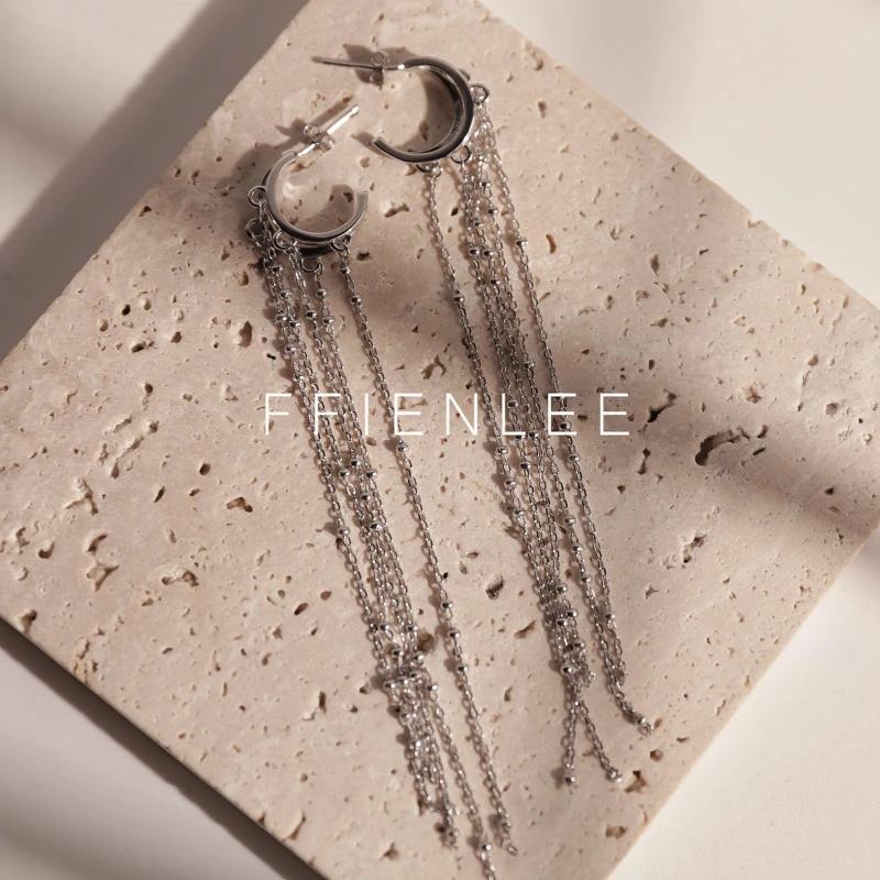 925银耳饰 <月伴星河>个性气质原创月牙流苏耳环小众链条长款耳饰