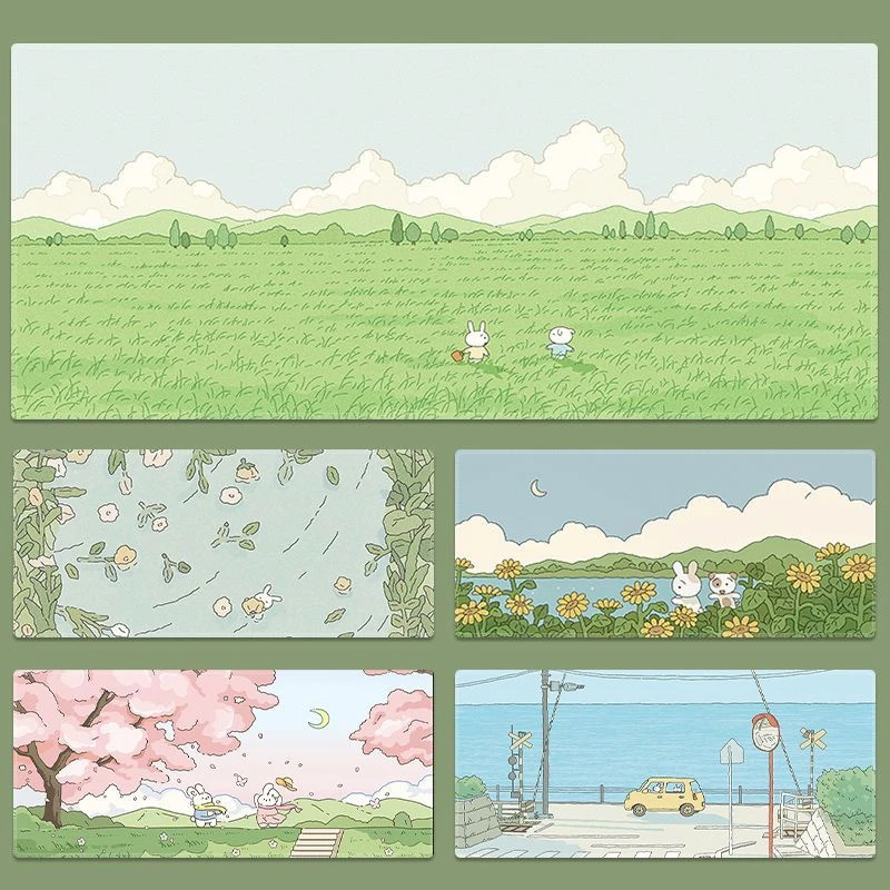 鼠标垫女生超大春日草地清新绿色护腕舒适桌面垫工位电竞宿舍桌垫