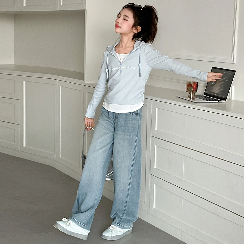 女童长袖卫衣套装秋装2025新款洋气大童秋季儿童连帽女孩秋天上衣