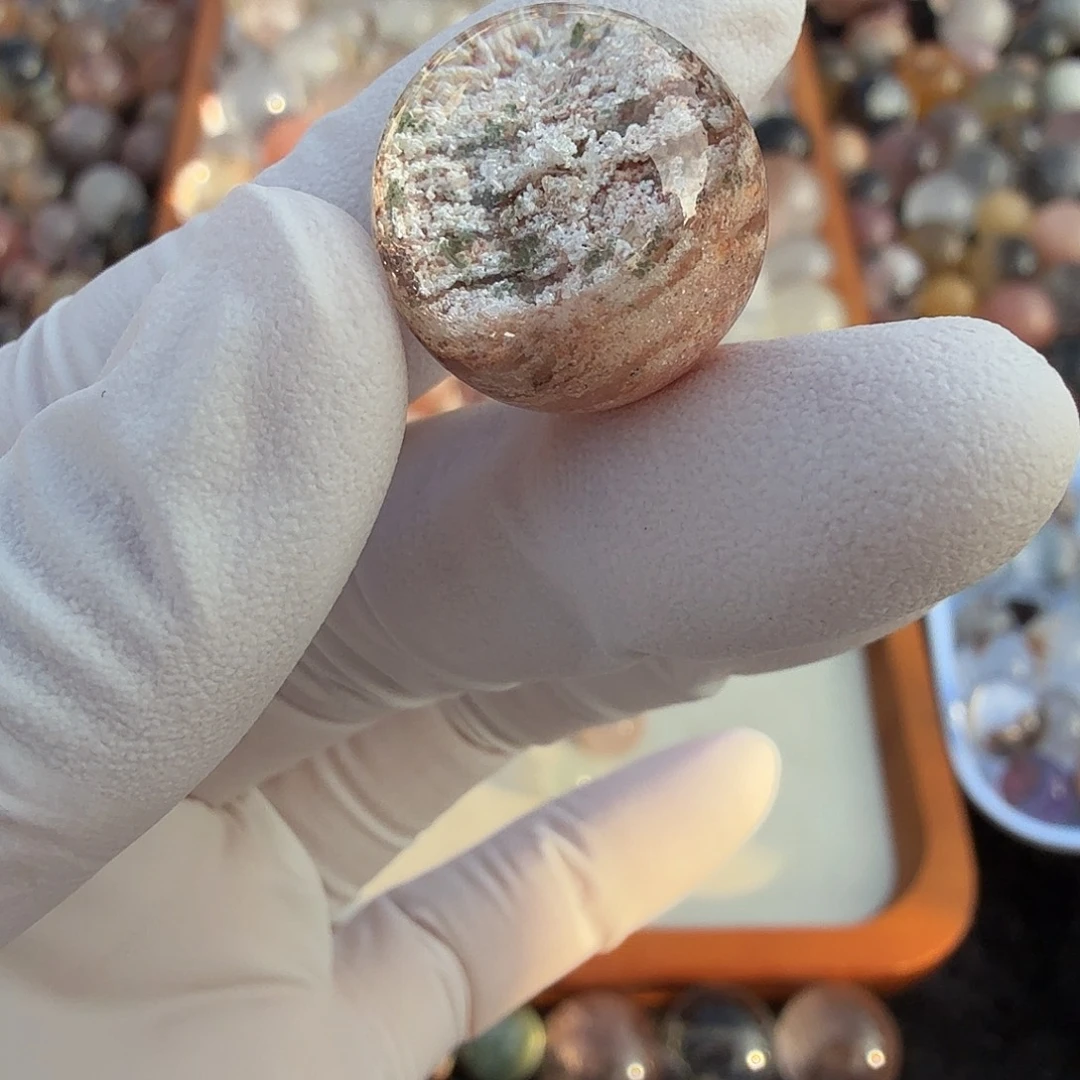 每***药珠宝半成品水晶未镶嵌粉幽灵17.4mm定制不退换
