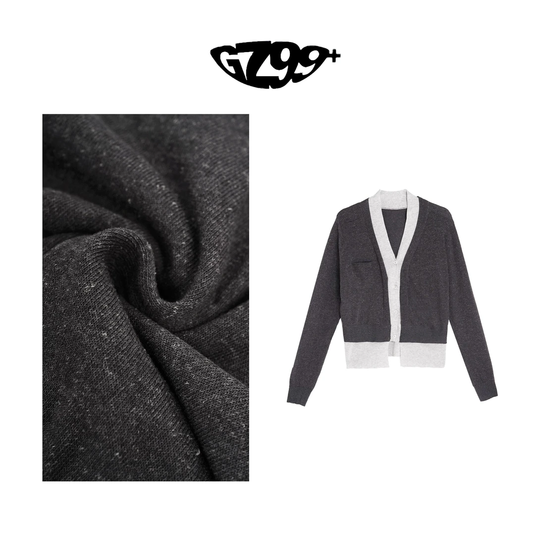 九儿【时髦精英】 慵懒风春季假两件百搭时尚针织开衫-T5536