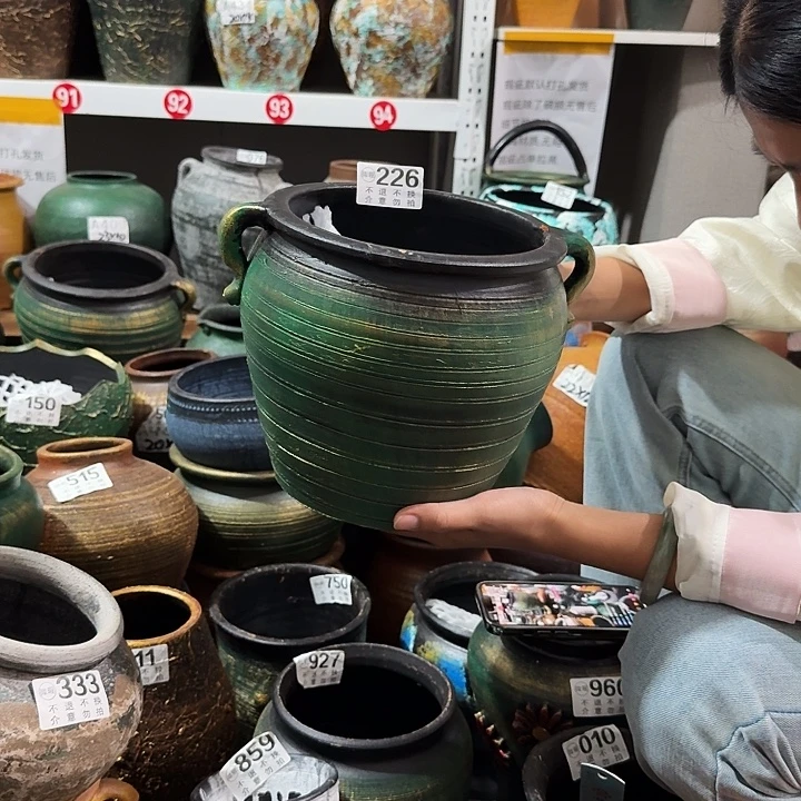 瑕疵金绿双耳226高度20口径19