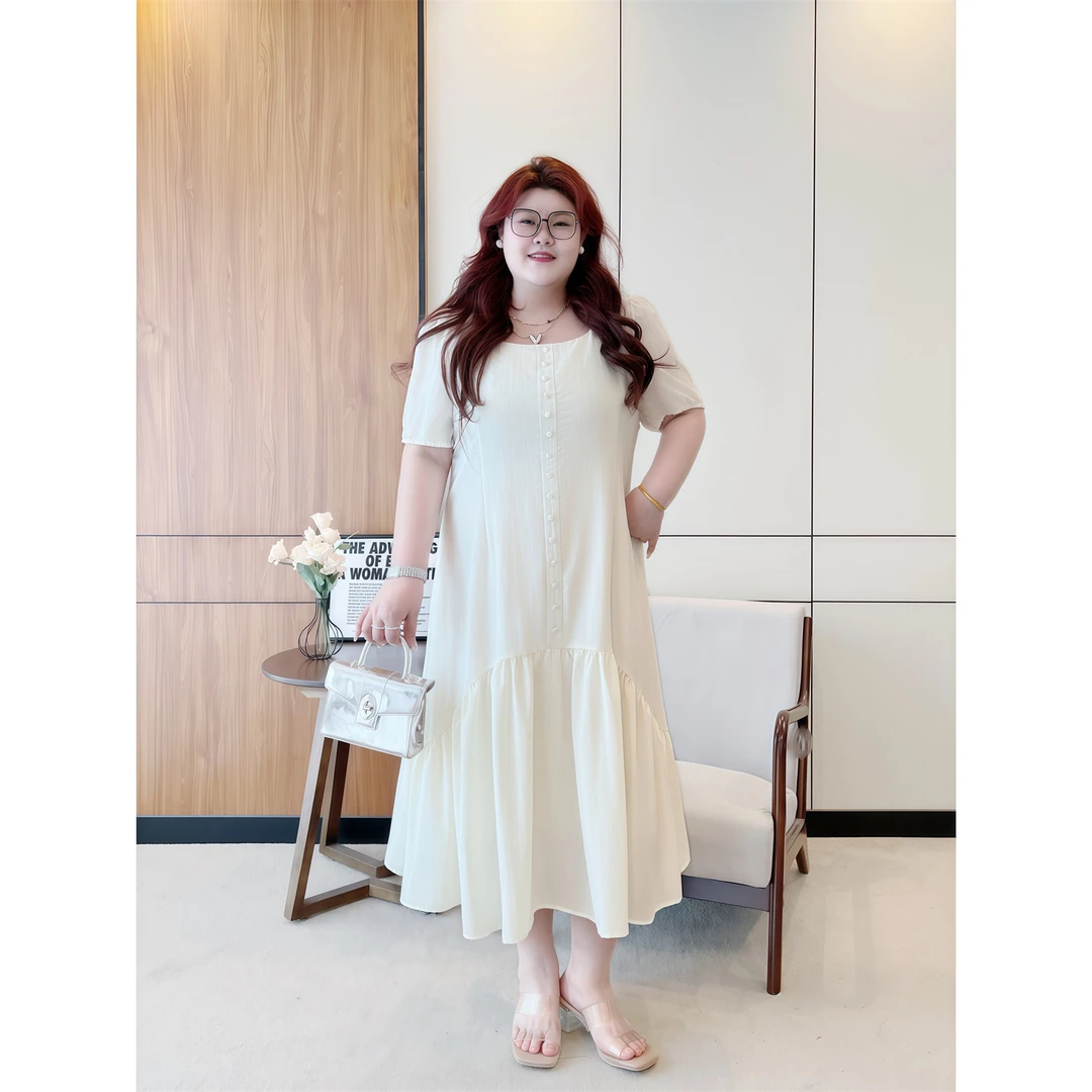 断码捡漏X塞纳假日 / 法式简约通勤连衣裙15089花契大码胖mm200斤