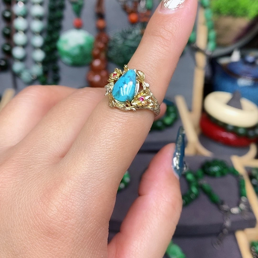 翡翠戒指银S925镶嵌漂亮美眉