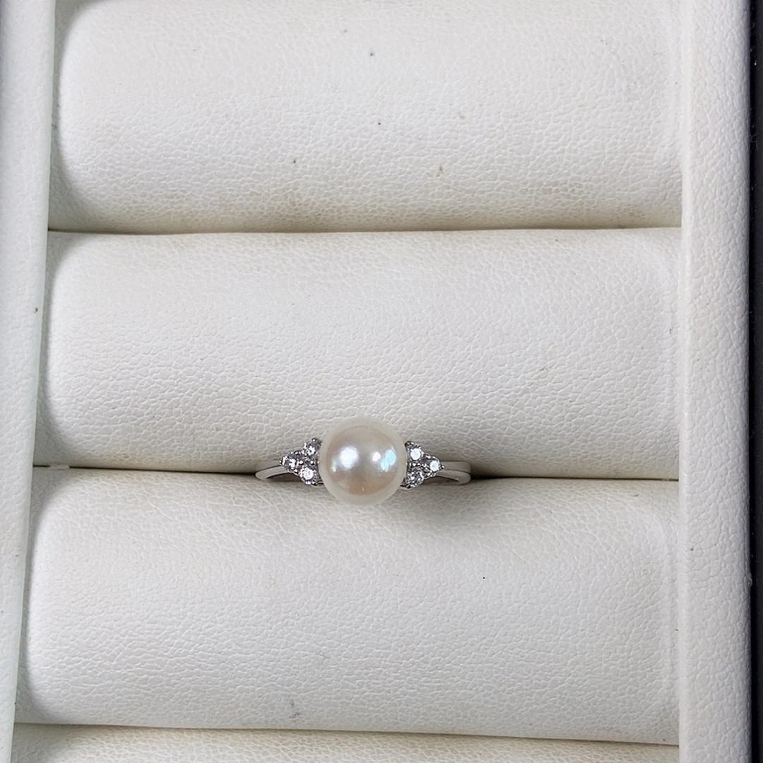 海水珍珠戒指银S925镶嵌