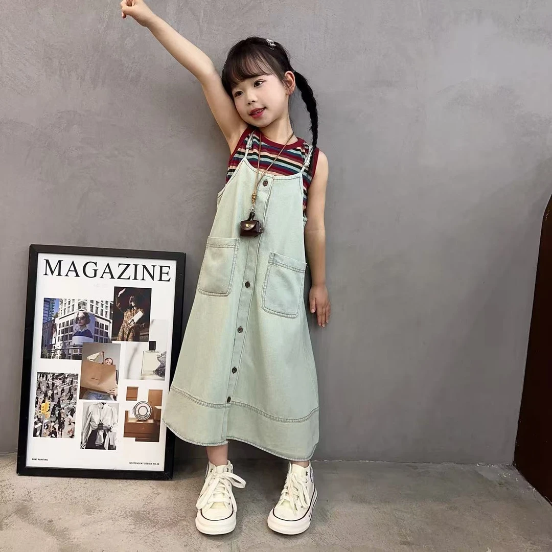 女童裙子夏装2025新款洋气中大童吊带公主连衣裙儿童夏季牛仔套裙