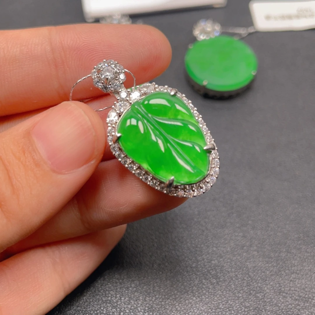 翡翠银S925镶嵌吊坠(不含链)