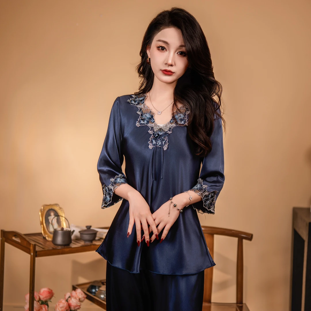 达芬奇密码2025新款公爵夫人女士夏薄款睡衣女家居服套装时尚