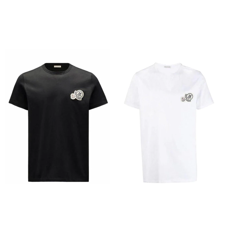 Moncler盟可睐 SS24 圆领双标识贴片短袖T恤 男女同款 白色