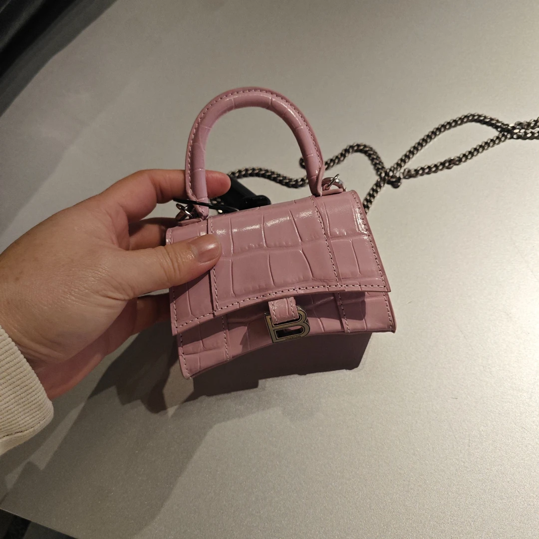 【巴黎直邮】Balenciaga巴黎世家粉色鳄鱼压纹单肩斜跨手提包718807