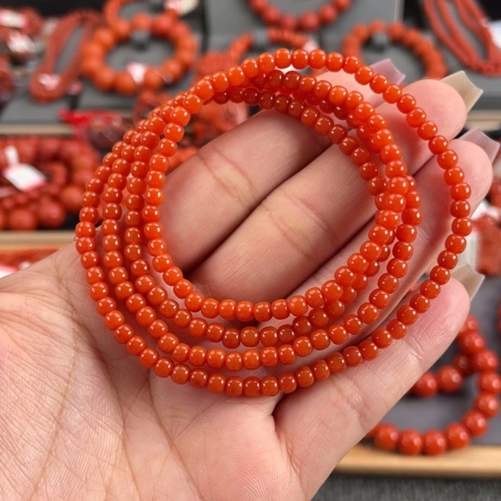 南红玛瑙未镶嵌手链保山南红高抛老型多圈
