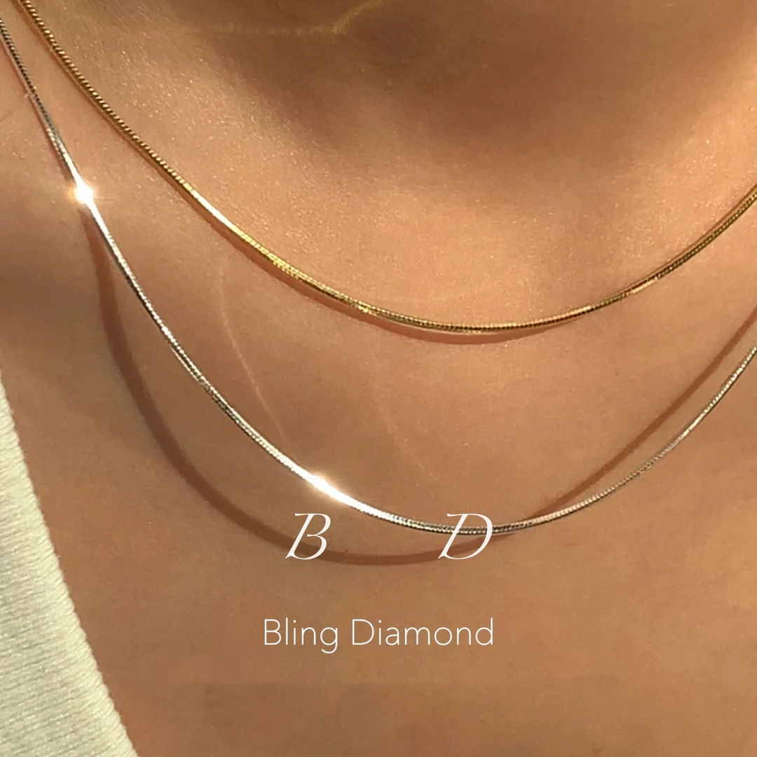 坠链均925银 925全银法式蛇骨链极简双色蛇链简约轻职风