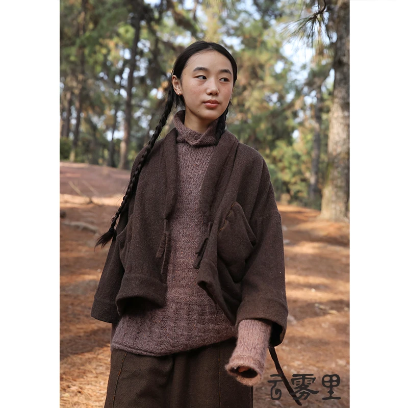 云雾里 原创设计复古文艺松弛感保暖舒适随性大气羊毛开衫 3055