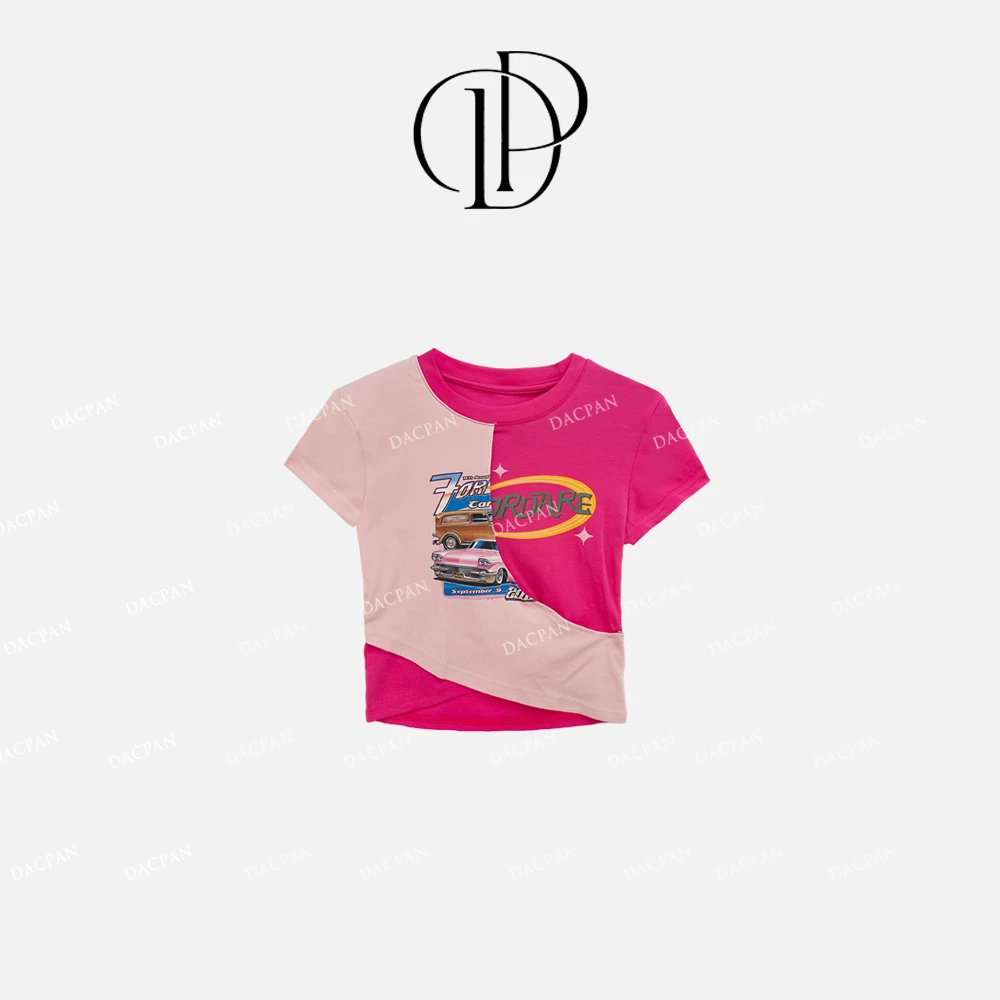 DACPAN-“都市丽人”撞色印花字母上衣 垫肩可拆 2025/盼·PP 881398