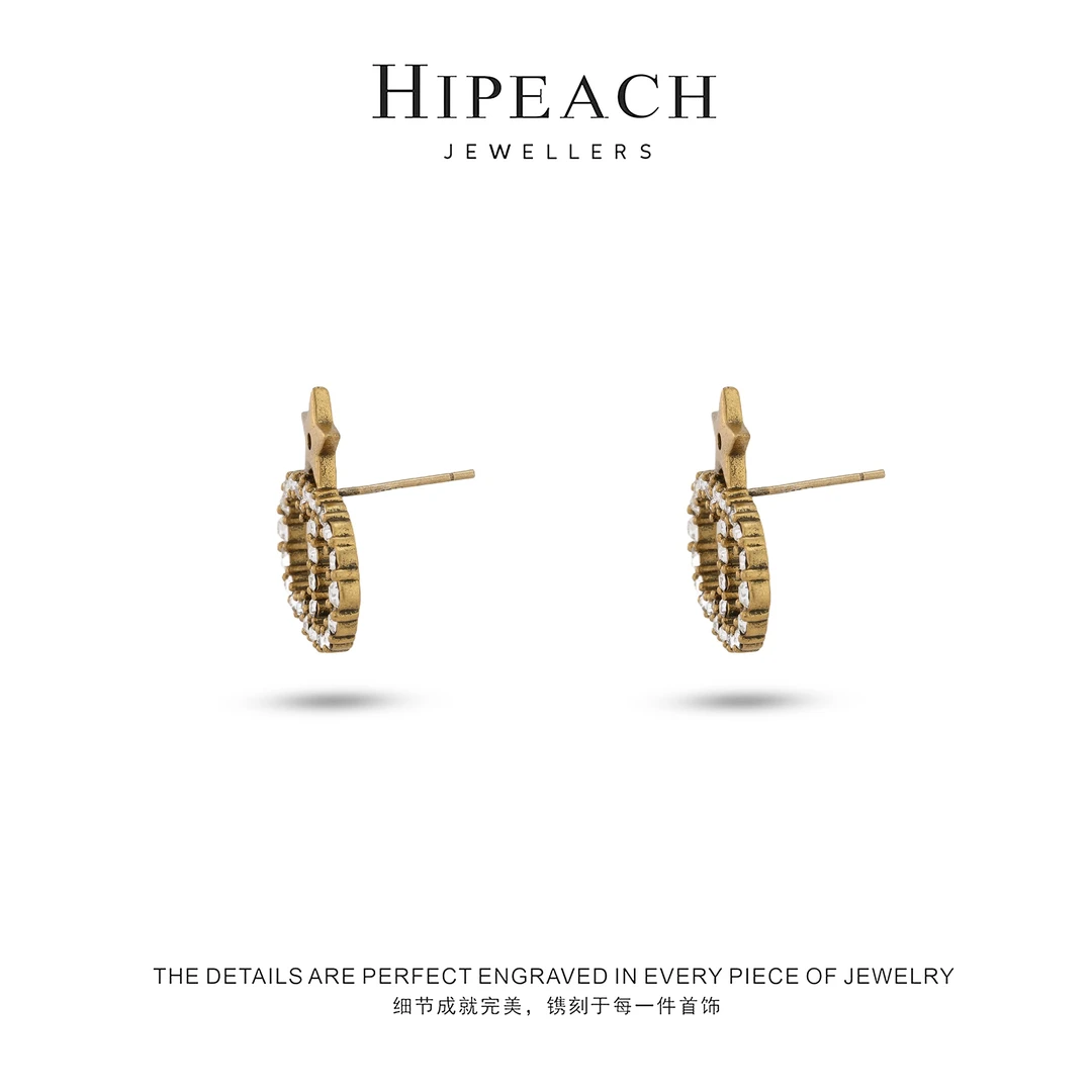 铜合金耳饰 镀K金 天天复古猪鼻五角星耳钉HTRY001