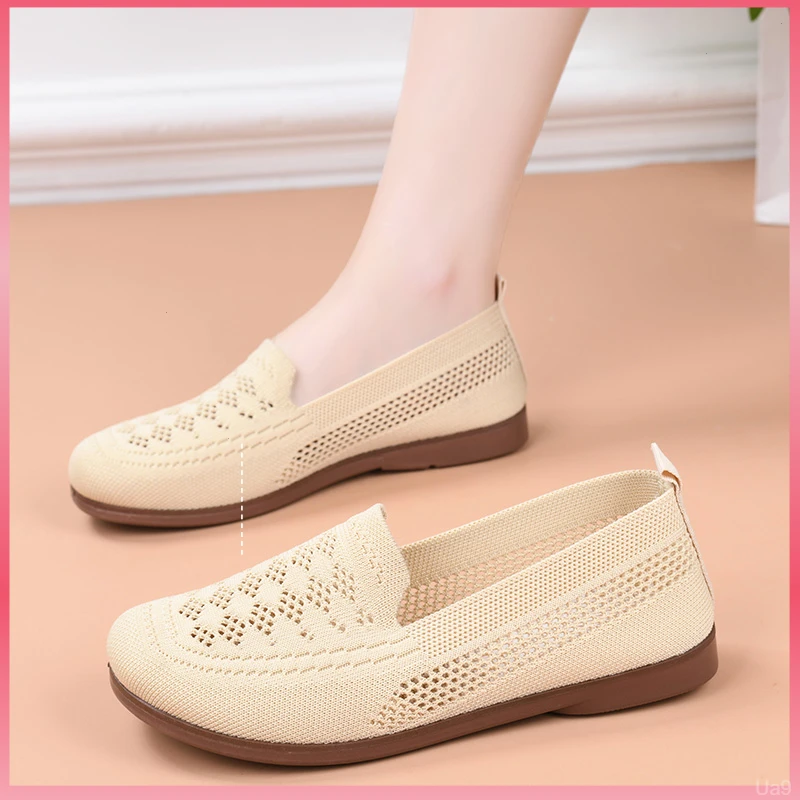 中老年妈妈鞋2024夏季新款老北京布鞋网面透气软底一脚蹬休闲女鞋