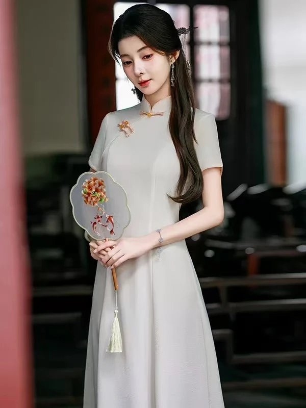 937 1-3-5显瘦新中式改良旗袍新款年轻款女国风复古连衣裙夏季