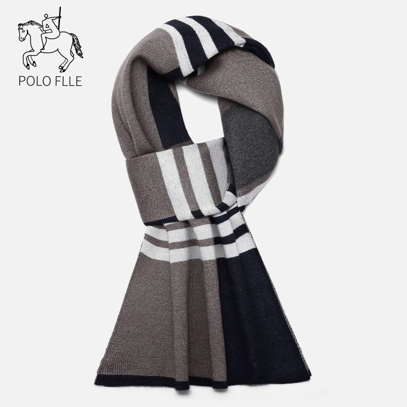 哥比亚保罗男士法式男格子针织围巾舒适吸汗保暖秋冬羊绒柔软围脖