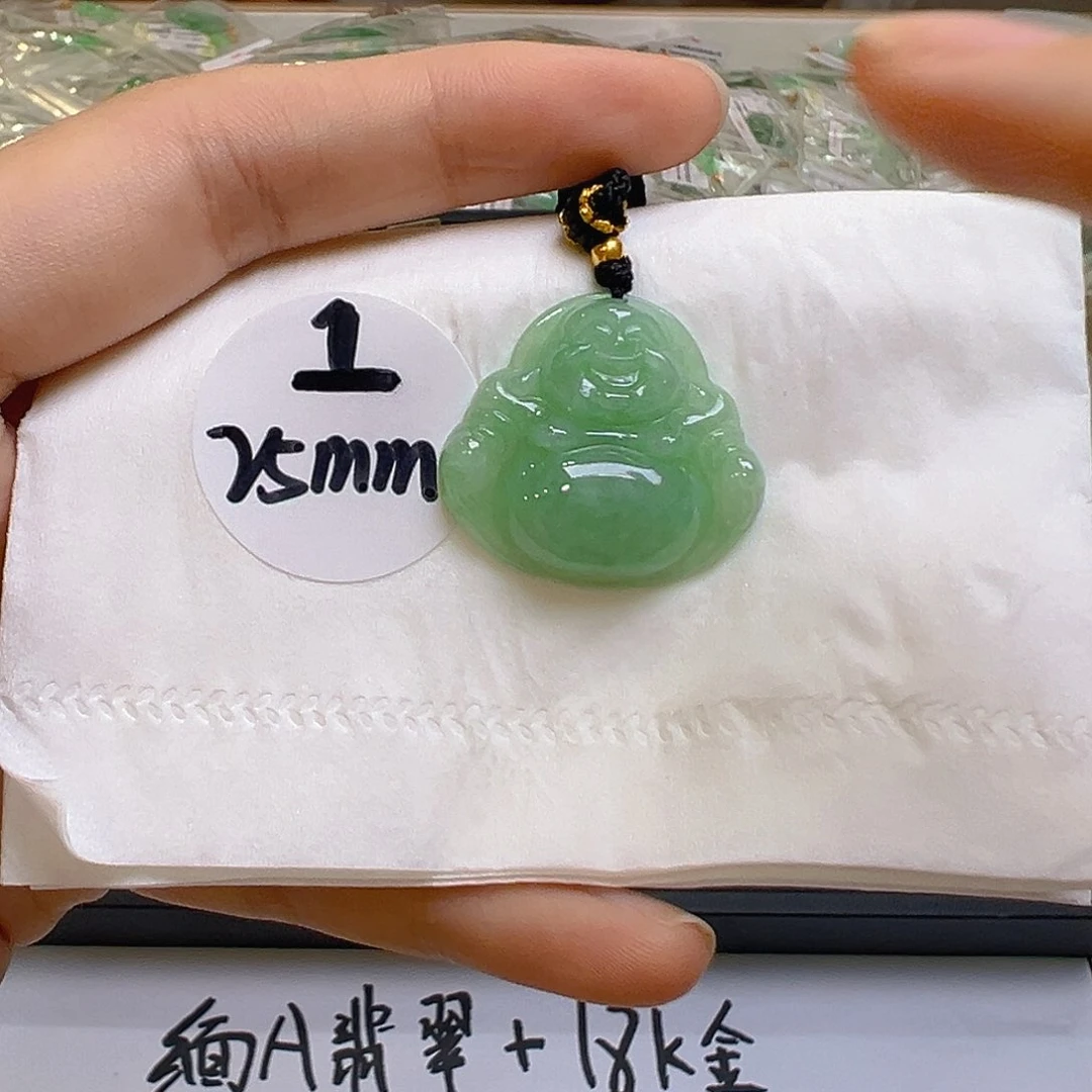 翡翠足金镶嵌吊坠(不含链)翡翠