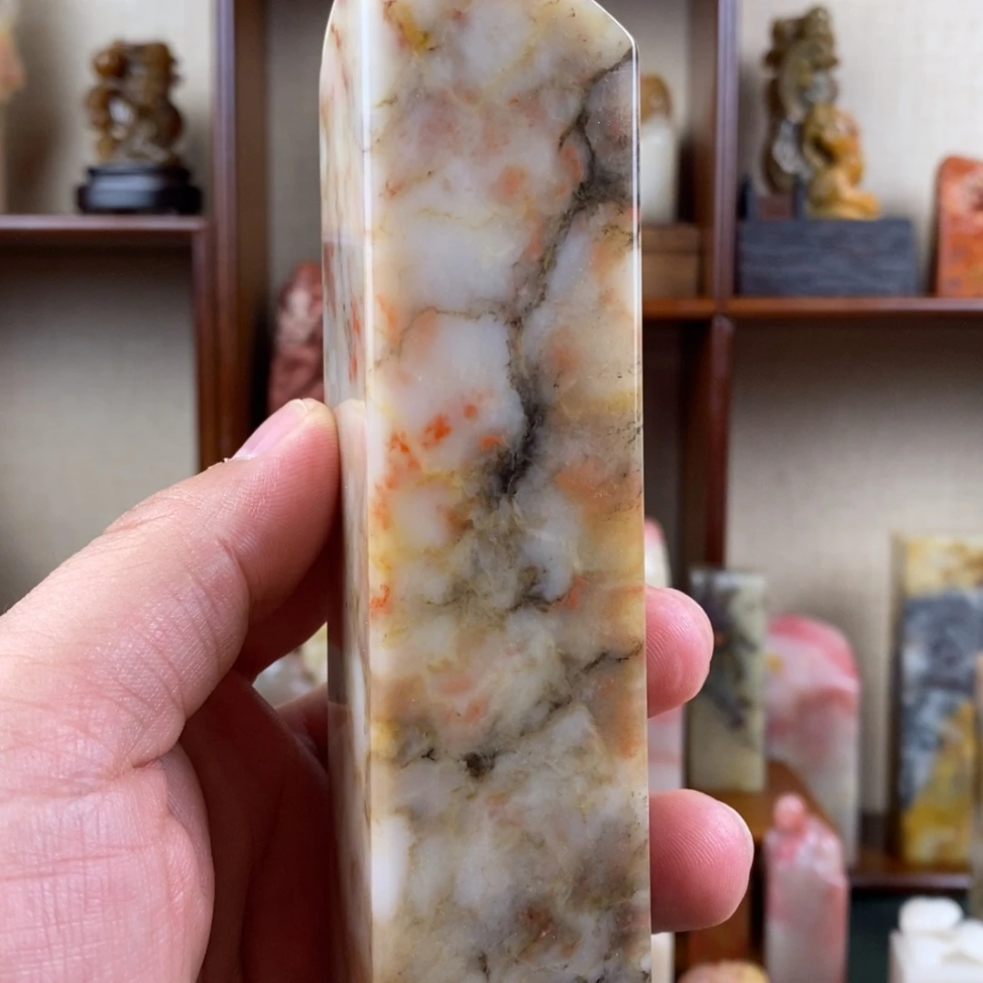 巴林石印石巴林鸡血石大素章
