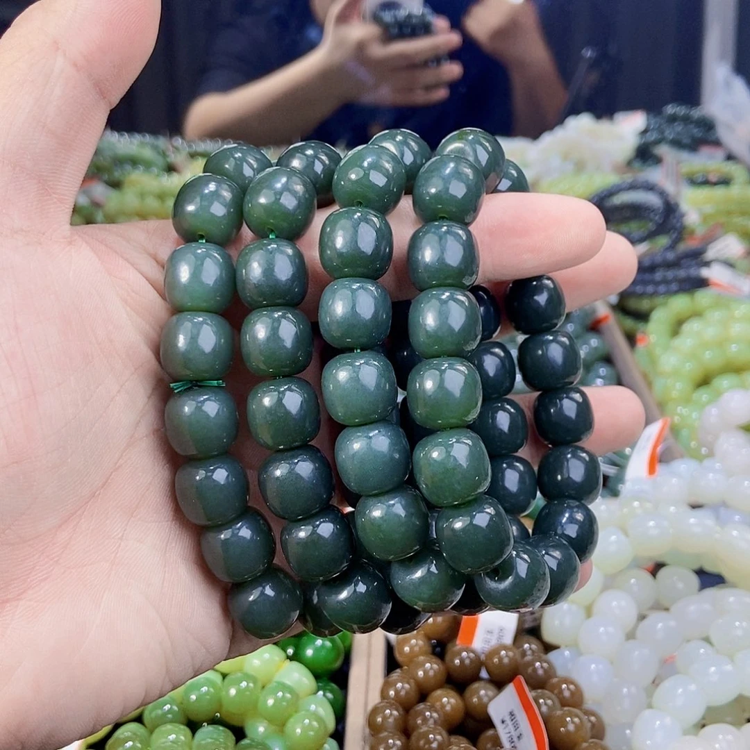 未镶嵌手串和田玉纯天然卡14且末料且末蓝多样性发一